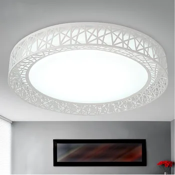 Moderne LED-loftsbelysning til Soveværelse, stue Strygejern lampen Hjem dekorative Sort/Hvide, Runde Fugle Reden Loft Lampe 0