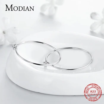 Modian DIY Gratis Samhusning Brev Hoop Øreringe Ægte 925 Sterling Sølv Mode CZ Enkle Øreringe Til Kvinder Sølv Smykker 2