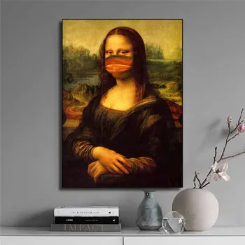 Mona Lisa Sjove Maske Olie Maleri på Væggen Gengivelser Lærred Kunst Plakater og Prints Væg Kunst Billedet for at Stue Indretning 4