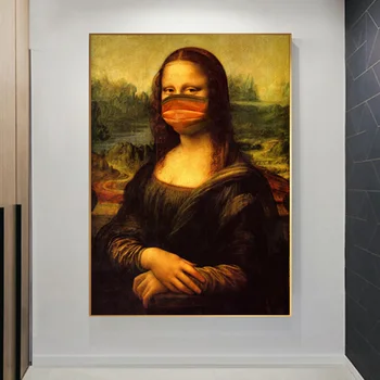 Mona Lisa Sjove Maske Olie Maleri på Væggen Gengivelser Lærred Kunst Plakater og Prints Væg Kunst Billedet for at Stue Indretning 5