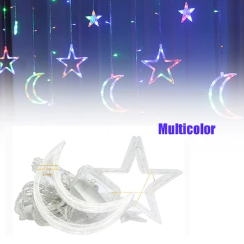 Moon Star-Lampe LED-Lampe String Ins julelys Udsmykning Ferie Lys Gardin Lampe Bryllup Neon Lanterne 220v fe lys 3