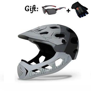 Mountainbike, hjelme voksne mænd og kvinder, komplet MTB full face hjelme ekstrem sport sikkerhedshjelme Gave solbriller handsker 24176