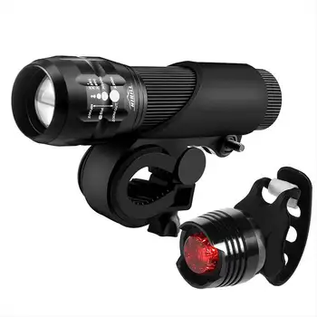 MTB LED Cykel Cykel Lys T6 8000LM LED Lommelygte Zoomable Lommelygte For Camping Lantern 18650 5000mAh Batteri Med Baglygte 1