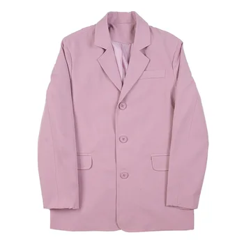 Mænd 3 Stykker Sæt (jakke+trøje+bukser) Mandlige Kvinder Vintage Fashion Streetwear Hiphop Løs Casual Pink Suit Blazer Jakke 3