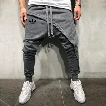 Mænd blyant bukser streetwear asymmetrisk personlighed design bomuld bukser mænd hip-hop joggere bukser trænings-og muskel sweatpants 24904