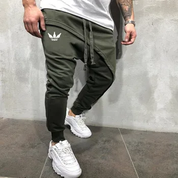 Mænd blyant bukser streetwear asymmetrisk personlighed design bomuld bukser mænd hip-hop joggere bukser trænings-og muskel sweatpants 5