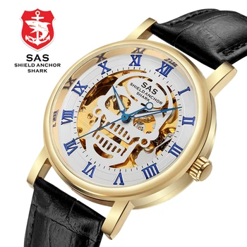 Mænd ' s Luksus, Guld, Mekanisk armbåndsur Mænd Læder Mode Automatisk Skelet Mekaniske Ure Mandlige Ur Montre Homme Reloj 17894