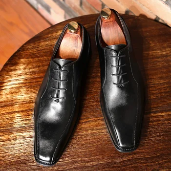 Mænd Ægte okselæder brogue bryllup Business herre casual lejligheder sko 2020 sort vintage oxford sko til mænd sko 24682