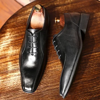 Mænd Ægte okselæder brogue bryllup Business herre casual lejligheder sko 2020 sort vintage oxford sko til mænd sko 1