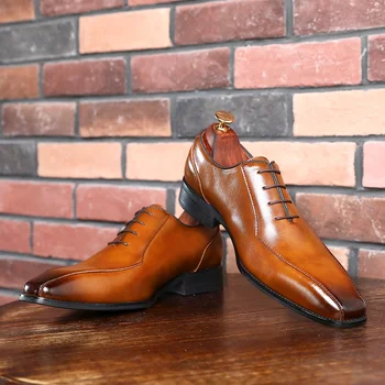 Mænd Ægte okselæder brogue bryllup Business herre casual lejligheder sko 2020 sort vintage oxford sko til mænd sko 3