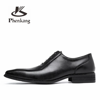 Mænd Ægte okselæder brogue bryllup Business herre casual lejligheder sko 2020 sort vintage oxford sko til mænd sko 5