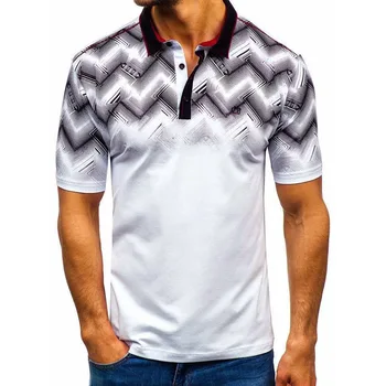 Mænds Afslappet Sports Polo Shirt Europæiske og Amerikanske Stil 3D Gradient Trykt Revers Kort-langærmet Polo Shirt 3