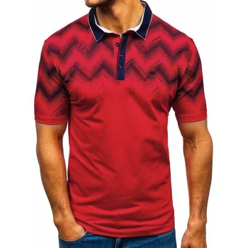 Mænds Afslappet Sports Polo Shirt Europæiske og Amerikanske Stil 3D Gradient Trykt Revers Kort-langærmet Polo Shirt 5