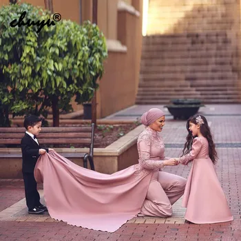 Mørk Pink Muslimske Aften Kjoler, Buksedragter Aftagelig Pynt Tørklæde Hijab Islamiske Dubai Saudi-Arabisk Aften Kjole Prom Dress 13154