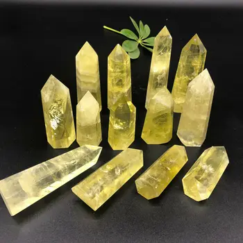 Naturlig citrin krystal kvarts obelisk wand punkt healing 60-80mm 1kg 7026