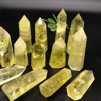Naturlig citrin krystal kvarts obelisk wand punkt healing 60-80mm 1kg 2