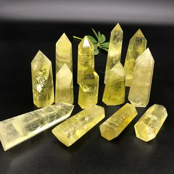 Naturlig citrin krystal kvarts obelisk wand punkt healing 60-80mm 1kg 3