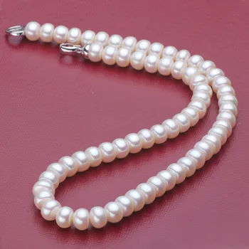 Naturlige Ferskvands Perle Halskæde Smykker 925 Sterling Sølv Perle Choker Halskæder Til Kvinder Gave Engros 1