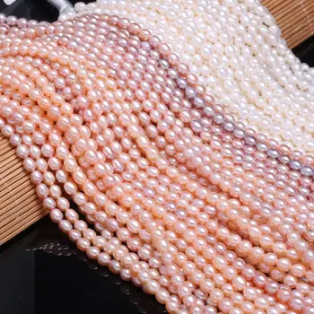 Naturlige Ferskvands Perle-Perler i Høj Kvalitet, Ris Form Punch Løse Perler til gør det selv-Elegant Halskæde Armbånd Smykker at Gøre 4-5MM