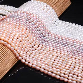 Naturlige Ferskvands Perle-Perler i Høj Kvalitet, Ris Form Punch Løse Perler til gør det selv-Elegant Halskæde Armbånd Smykker at Gøre 4-5MM 3