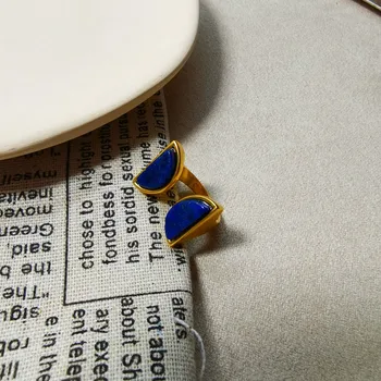 Naturlige Lapis Lazuli Ring i Forgyldt Net Rød Ring Enkel Europæiske og Amerikanske Trendy Classic 0