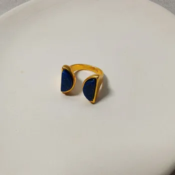Naturlige Lapis Lazuli Ring i Forgyldt Net Rød Ring Enkel Europæiske og Amerikanske Trendy Classic 1