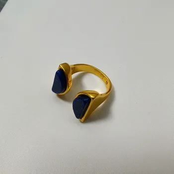 Naturlige Lapis Lazuli Ring i Forgyldt Net Rød Ring Enkel Europæiske og Amerikanske Trendy Classic 3