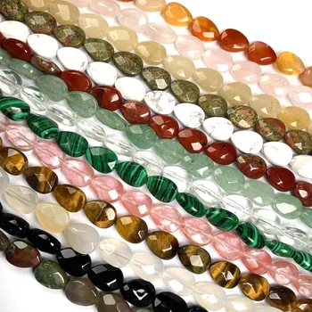 Natursten Vand drop form Facetteret krystal Halvfabrikata Løse perler Til smykker at gøre DIY-Halskæde og Armbånd Tilbehør 2