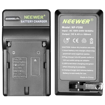 Neewer 2 Stykker 2600mAh Li-ion Batteri til Sony F550 og AC Oplader med OS/EU Stik Bil Adapter 1