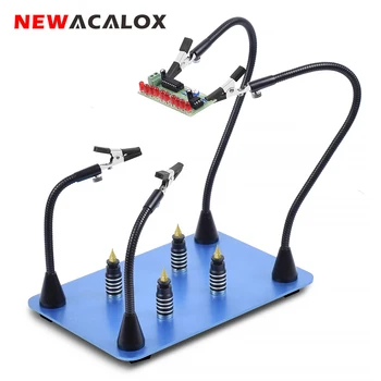 NEWACALOX Svejsning Tredje Side Af Magnetiske PCB Board Fast Klip 3X LED lup Fleksibel Arm Lodning Hjælpende Hånd Værktøj