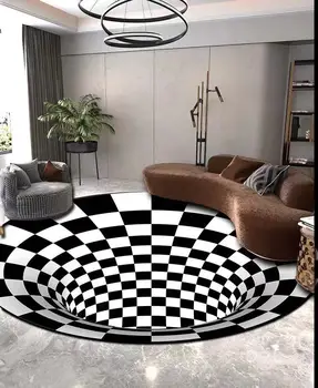 Nordic Simple Alfombra 3D Carpet Printing Bedroom Office Crystal Velvet Vortex Mat Living Room Decor Coffee Table Anti-slip Rug 28173