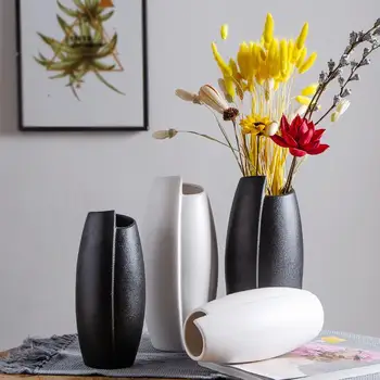 Nordic Style Flower Vase Dekoration Hjem Hvide Vaser Efterligning Keramik Vase Flower Pot Indretning Kurv Uden Blomst I Stor Størrelse 2