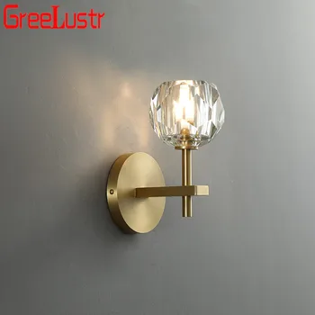 Nordisk Kobber Krystal LED-Væg Sconce Bolden Loft Væg Lampe Messing væglamper crystal sengelampe til Indretning Bryllup Armatur 478