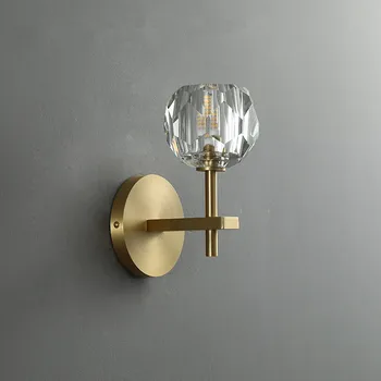 Nordisk Kobber Krystal LED-Væg Sconce Bolden Loft Væg Lampe Messing væglamper crystal sengelampe til Indretning Bryllup Armatur 2