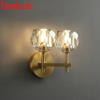 Nordisk Kobber Krystal LED-Væg Sconce Bolden Loft Væg Lampe Messing væglamper crystal sengelampe til Indretning Bryllup Armatur 3