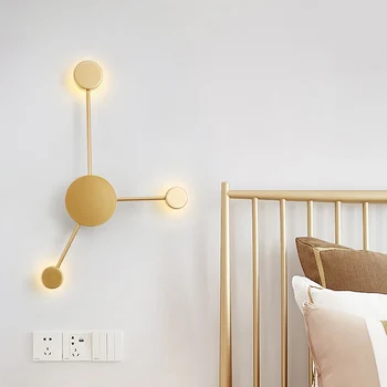 Nordisk led-væglampe, Sort/Guld/Hvid væglampe Grene lange arme væglamper til hjem trappe soveværelse, stue Dekoration 5
