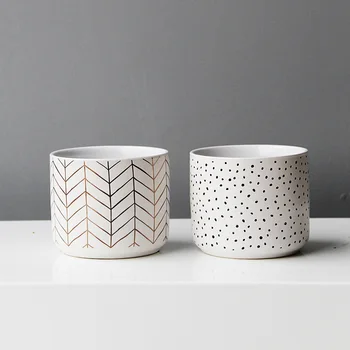 Nordisk Runde Pletter, Keramik Flower Pot Indendørs Desktop Hvid Porcelæn Saftige Urtepotte Have Moderne Hjem Decor 4