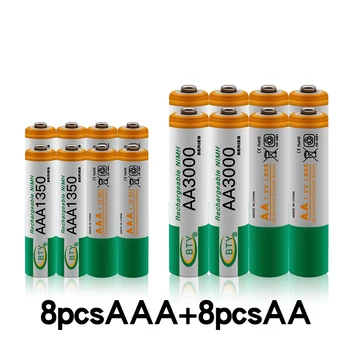 Ny 1,2 V AA-3000mAh Genopladelige NI-MH-Batterier+AAA-batteri 1350 mAh Rechageable batteri NI-MH 1,2 V AAA-batteri 1