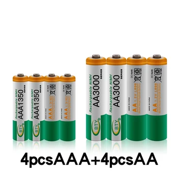 Ny 1,2 V AA-3000mAh Genopladelige NI-MH-Batterier+AAA-batteri 1350 mAh Rechageable batteri NI-MH 1,2 V AAA-batteri 2
