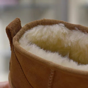 NY 2020-stil grundlæggende kort mini vinter fåreskind sne støvler kvinder vandtæt naturlig uld, pels foret ankel varm flade sko 35-44 2