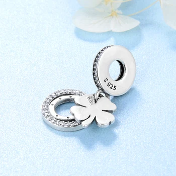 Ny 925 Sterling Sølv lucky Clover Mode Fine Vedhæng, perler Passer Oprindelige europeu Charme Armbånd Smykker at gøre