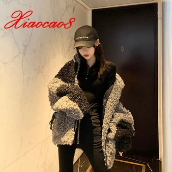 Ny Mode Kvinder Jakke I 2020 Casual Koreansk Stil Lam Pels Kvinde Varm Løs Langærmet Tyk Ud-Coat Vinter Tøj 9104