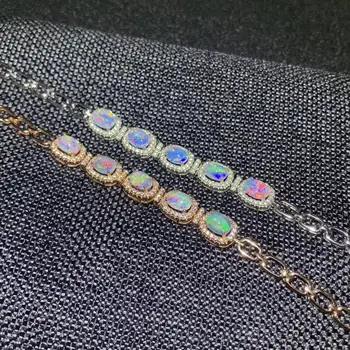 Ny stil naturlige farverige Opal armbånd til kvinder smykker ægte 925 sølv forgyldt naturlige perle birthstone party gave salg 3