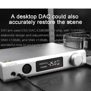 Ny TOPPING DX7 PRO Bluetooth-5.0 ES9038Pro USB-DAC Hovedtelefon-Forstærker FORSTÆRKER Hi-Res Trådløse støtte DSD1024 PCM-32bit/768kHz 22312