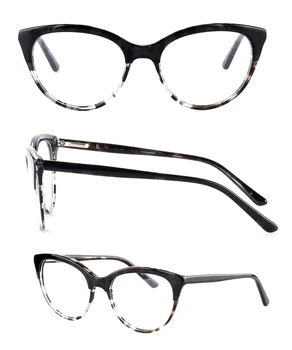 Ny trend acetat cat eye briller rammer kvinder øje slid dobbelt farve optiske briller ramme 2