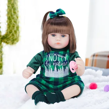 NYE 42CM Reborn Baby Doll 17 Tommer Realistisk og naturtro Nyfødte Babyer Dukke Legetøj Til Piger Toddler Blå Øjne Genfødt Fødselsdagsgave 1