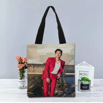 Nye Brugerdefinerede Lee Min Ho trykt Håndtaske lærred tote tasker shopping rejse Afslappet Nyttige skuldertaske kvinder taske 1