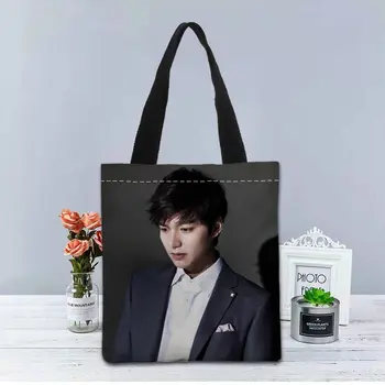 Nye Brugerdefinerede Lee Min Ho trykt Håndtaske lærred tote tasker shopping rejse Afslappet Nyttige skuldertaske kvinder taske 2