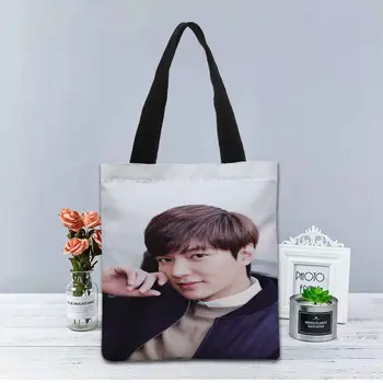 Nye Brugerdefinerede Lee Min Ho trykt Håndtaske lærred tote tasker shopping rejse Afslappet Nyttige skuldertaske kvinder taske 3