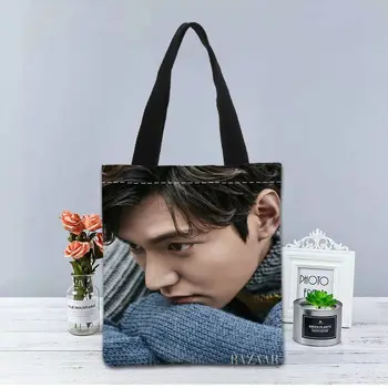 Nye Brugerdefinerede Lee Min Ho trykt Håndtaske lærred tote tasker shopping rejse Afslappet Nyttige skuldertaske kvinder taske 4